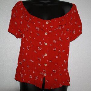 Burnt orange flower print blouse